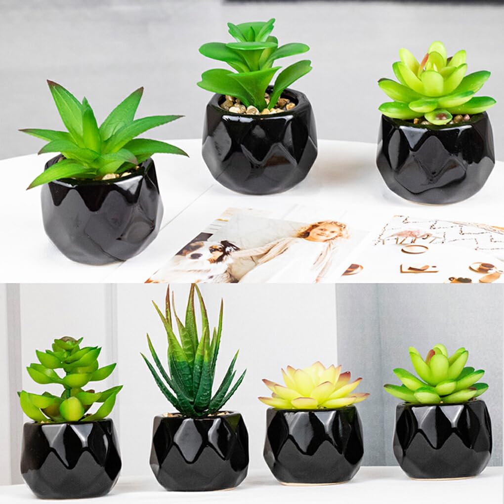 Sztuczne rośliny wewnętrzne 4-pak eleganckie sukulenty do dekoracji balkonu ekologiczna roślina bonsai, Baoshilian