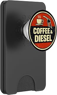 Coffee and Diesel Retro Trucker Lifestyle Design PopSockets PopWallet for MagSafe