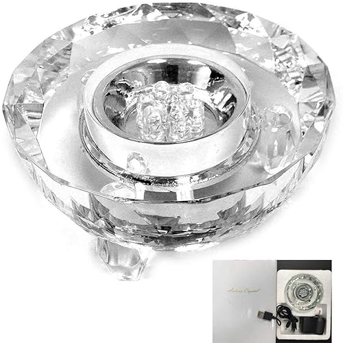 Amlong Crystal 7 luces de color LED iluminadas soporte de exhibición de cristal redondo