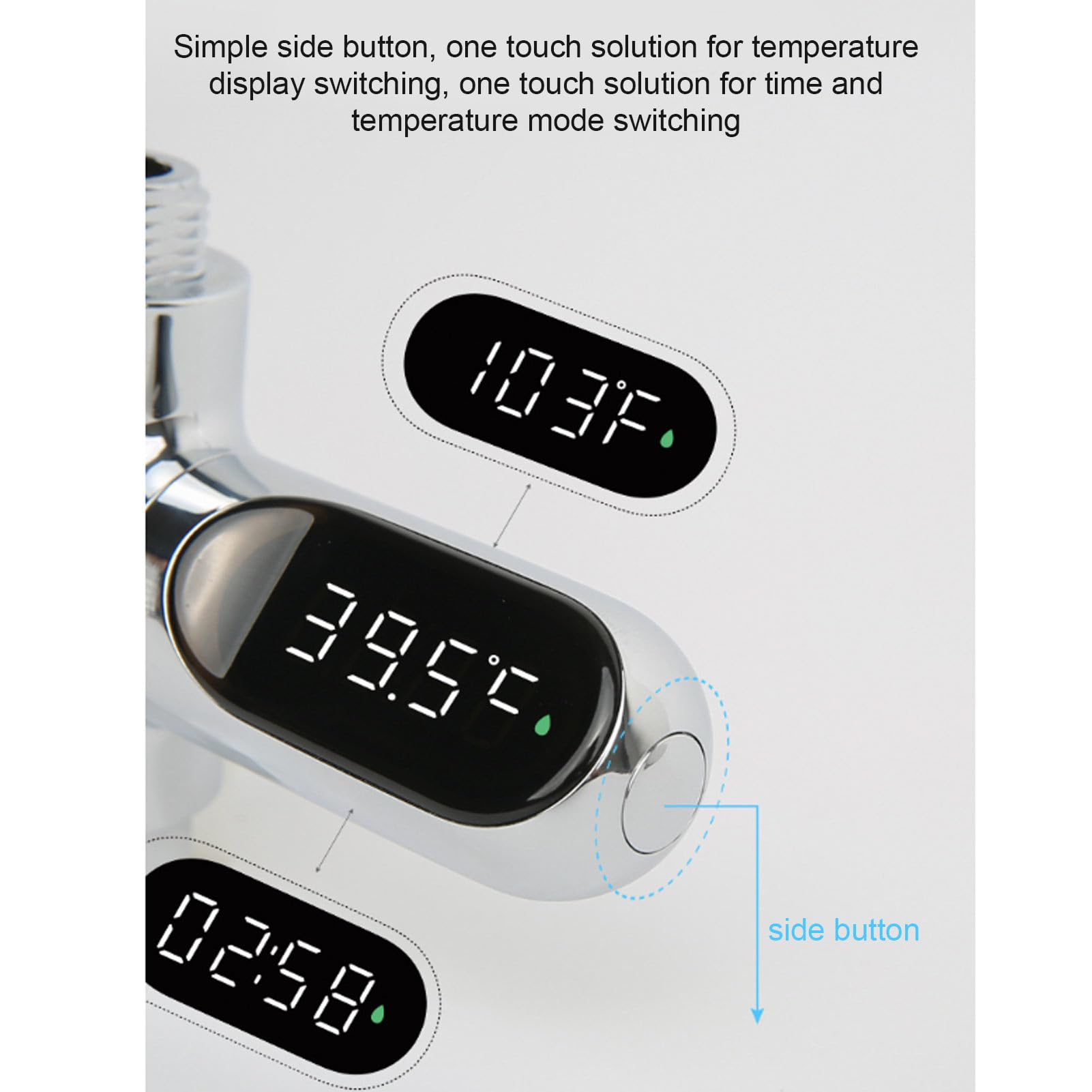 Thermomètre De Douche LED Kavolet - Affichage Numérique Température + Temps, Rotatif 360°, Auto-Alimenté, Alarme Couleur, Pour Bébé Et Famille