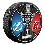 2018 Stanley Cup Playoffs 1st Round Lightning vs Devils Official NHL Game Puck - Hockey Cards