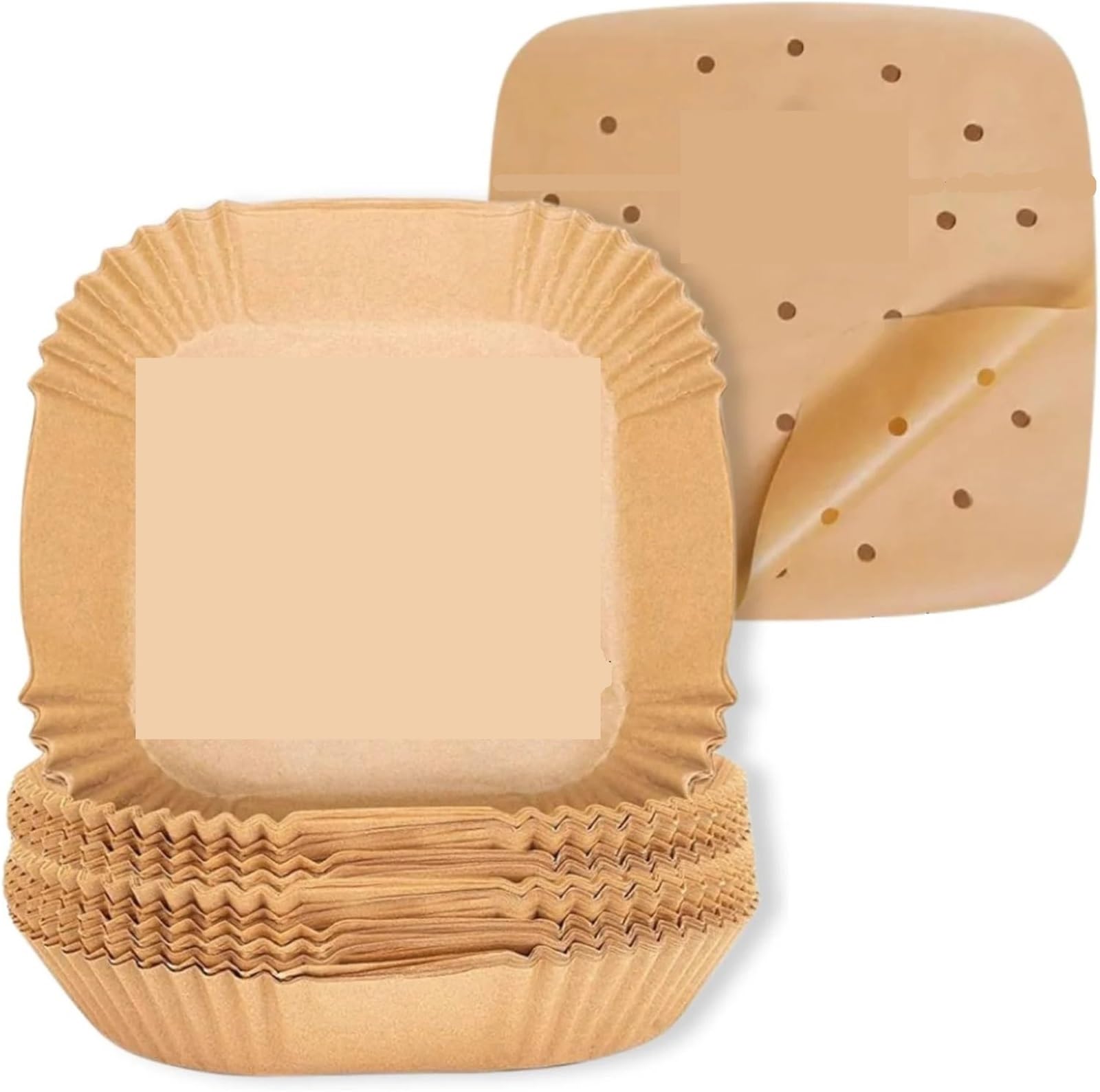 Lot de 300 feuilles papier sulfurisé perforées carrées 20 à 24 cm for friteuse air, jetables, for plaques cuisson Pour La Cuisine Maison(23cm set)