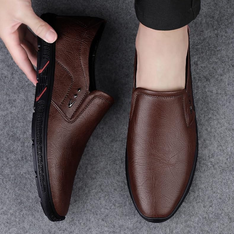 Men's Slip-On Pointed Toe Derby Shoes Leather Fashion Oxford Classic Formal Business Softsole Walking Shoes2
