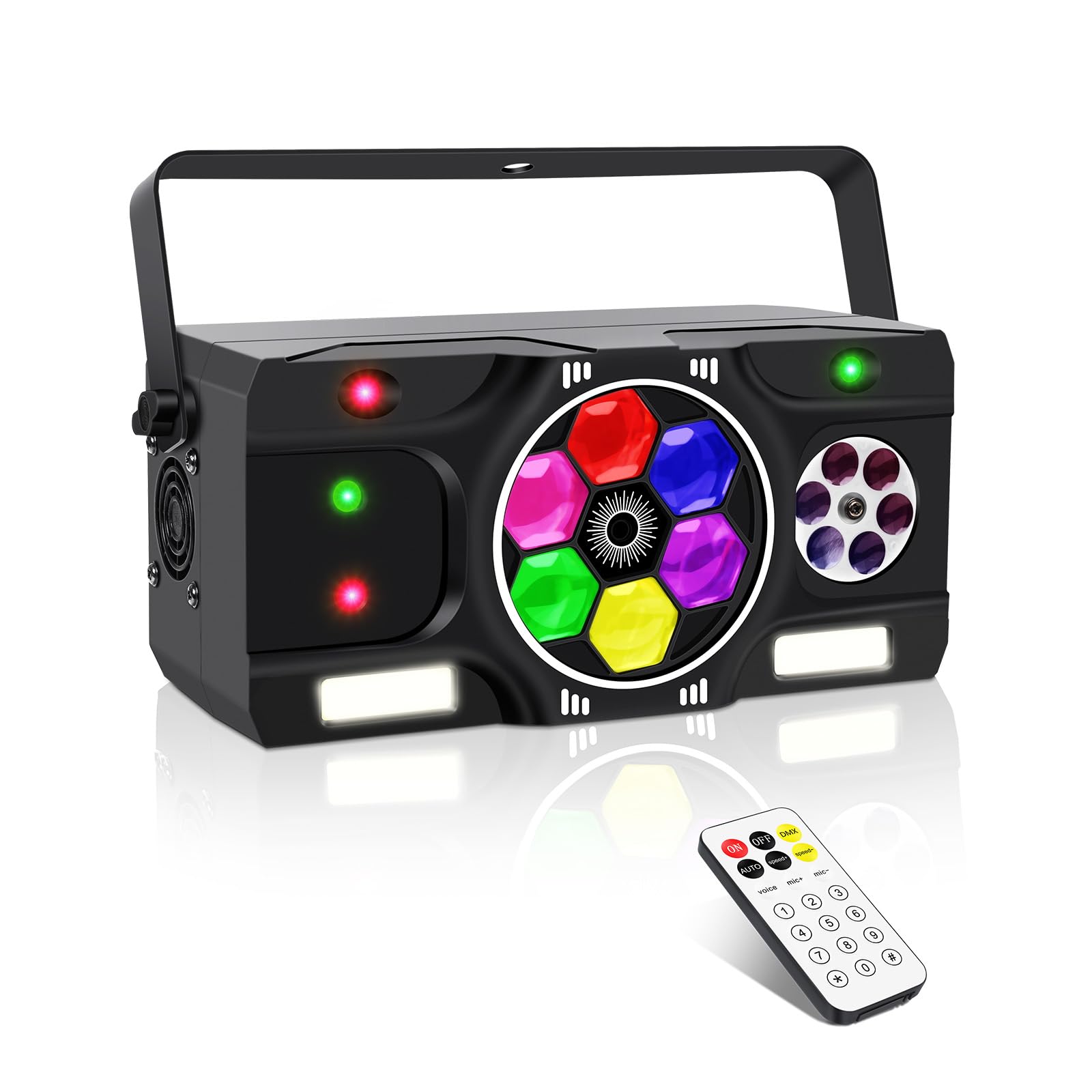 Telbum DJ Lights, 80W 6IN1 LED Disco Party Lights DMX & Remote Control, RGBW Bee-Eye Effect - Multi Patterns - White Strobe Effect, Sound Activated Stage Light for Wedding Dance Gig Bar Lighting