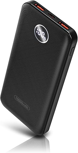 Cargador portátil, banco de energía compacto de 10000 mAh con cable tipo C, batería externa de carga rápida de 22.5 W con pantalla digital LED para