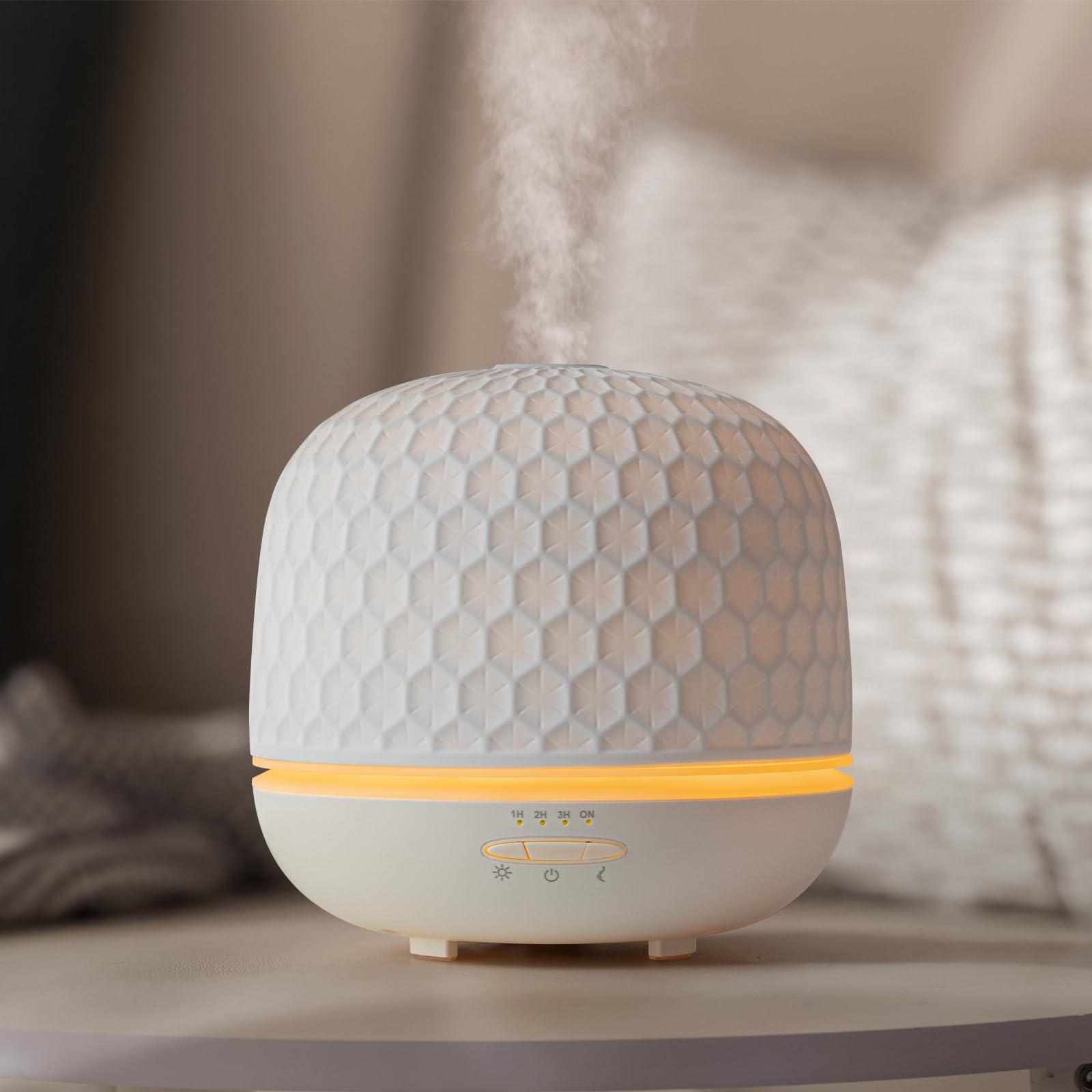 Difusor de cerámica, difusor de aceite esencial blanco de 500 ml, difusores ultrasónicos de aromaterapia para aceites esenciales, humidificador de niebla fría con temporizadores, luces nocturnas y