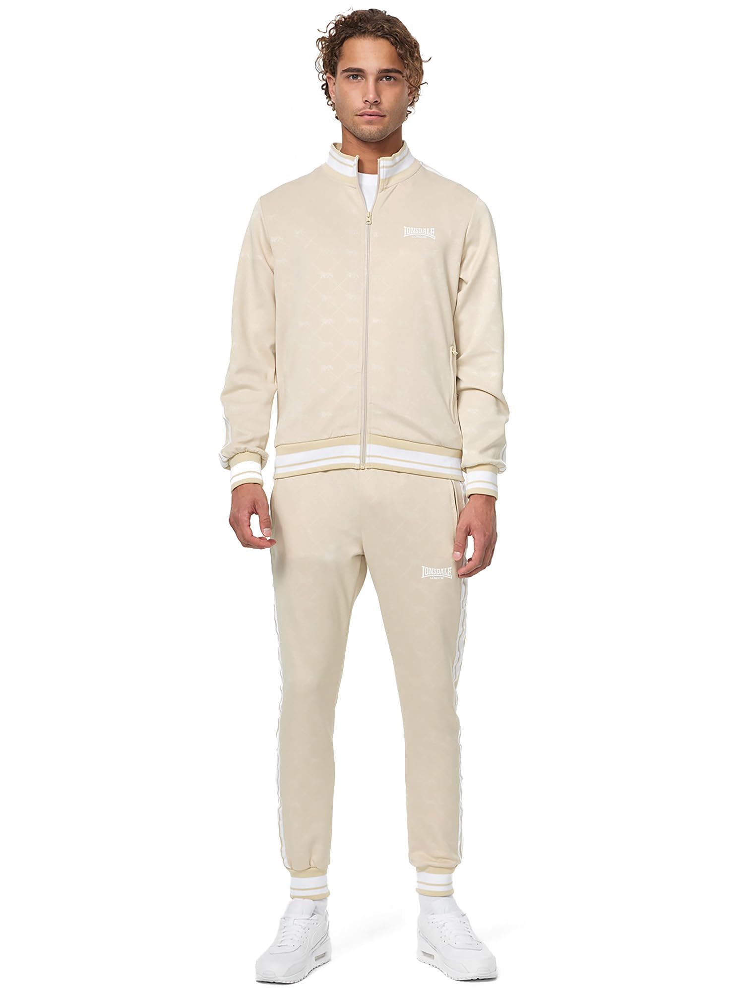 Lonsdale Men's Ashwell Tracksuits, Sand/White, XXXL