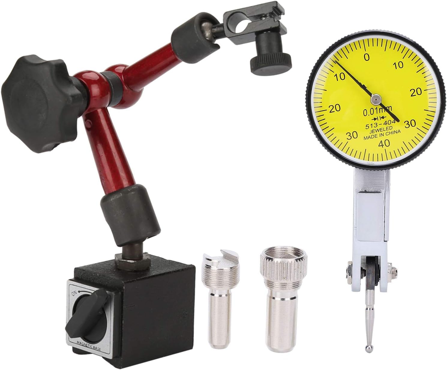 Indicateur de Test Cadran Jauge, Comparateur de Précision, Indicateur de Cadran de Machiniste, 0-0,8 mm DTI avec Base Magnétique, Mesure de pièce, Calibrage D'équipement, Précision de 0,01 mm