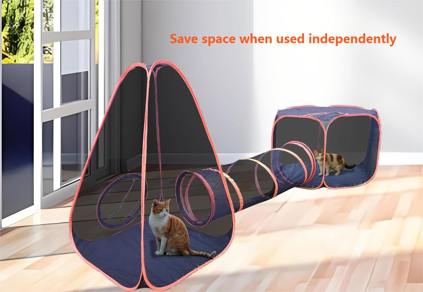 Recinzione portatile per gatti da esterno con tunnel 6 in 1, rinforzo, tenda per animali domestici, fai da te, in diversi modi, per conigli e furetti, cuccioli e piccoli animali