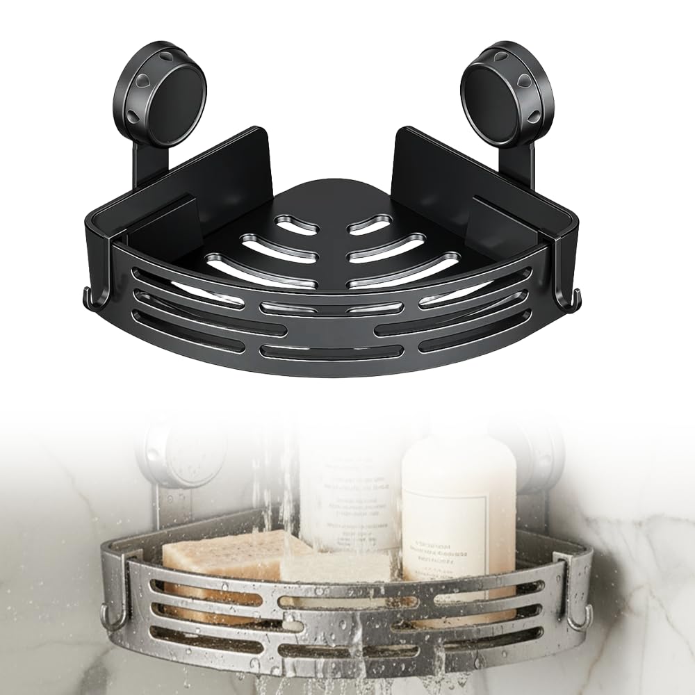 Triangle Suction Cup Corner Shelves No Drilling Bathroom Storage Rack 2026 New Corner Shower Shelf Suction Cup Shower