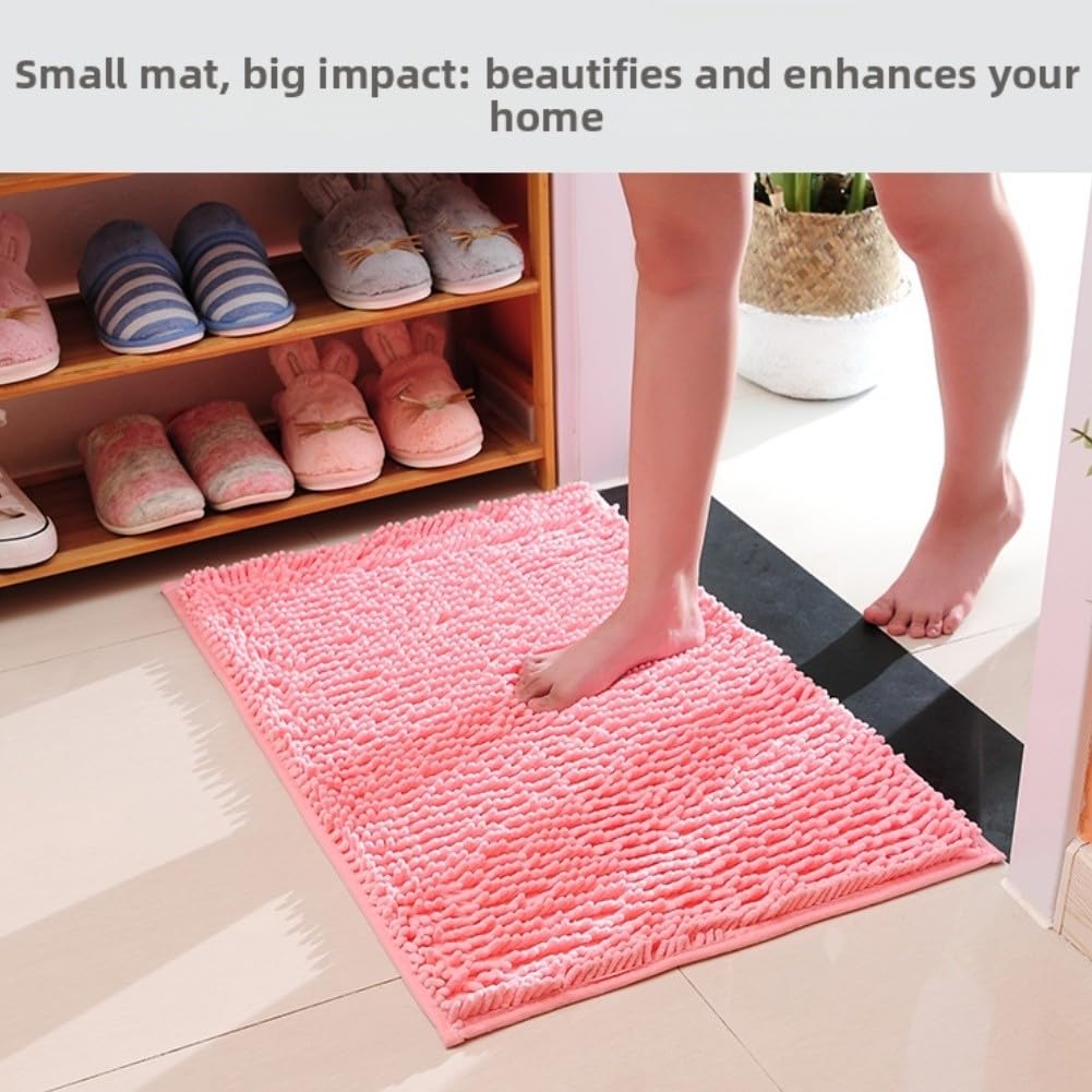 Tapis de bain chenille absorbant à poils longs - 60 x 40 cm - Antidérapant - Doux - Séchage rapide