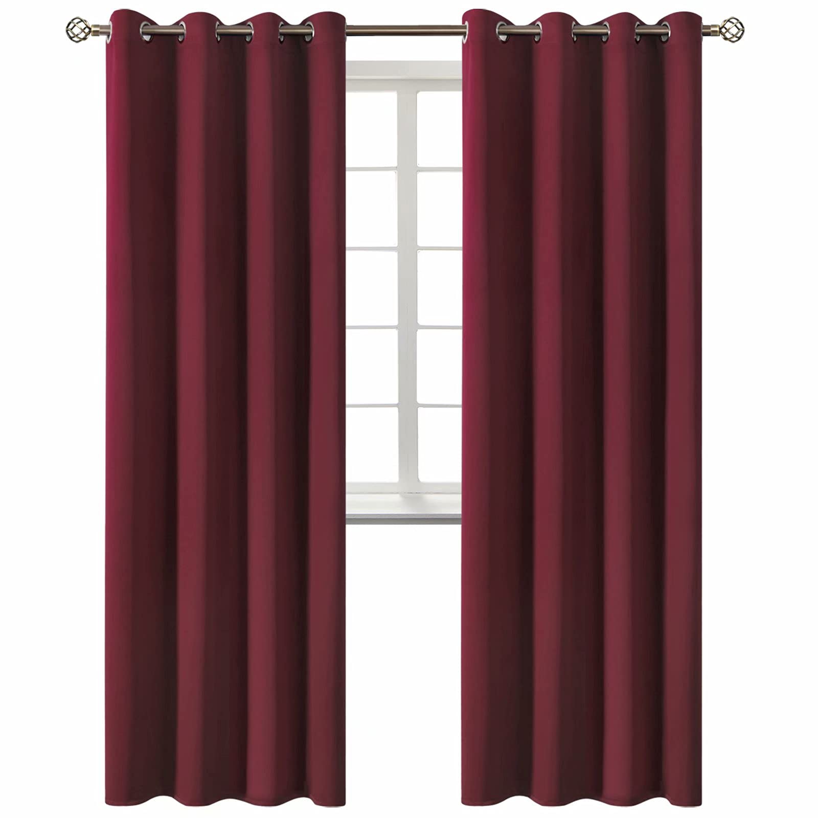 BGment Burgundy Blackout Curtains for Living Room 84 Inch Long - 2 Panels