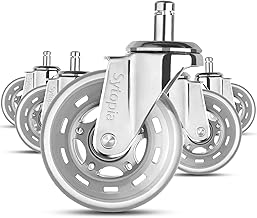 Sytopia Gummirollen Bürostuhl 11mm x 22 mm, 5er Set Große Rollen für Bürostühle, Super Leise und Weiche Schreibtischstuhl Hartbodenrollen, Silber, 90mm HÖHE