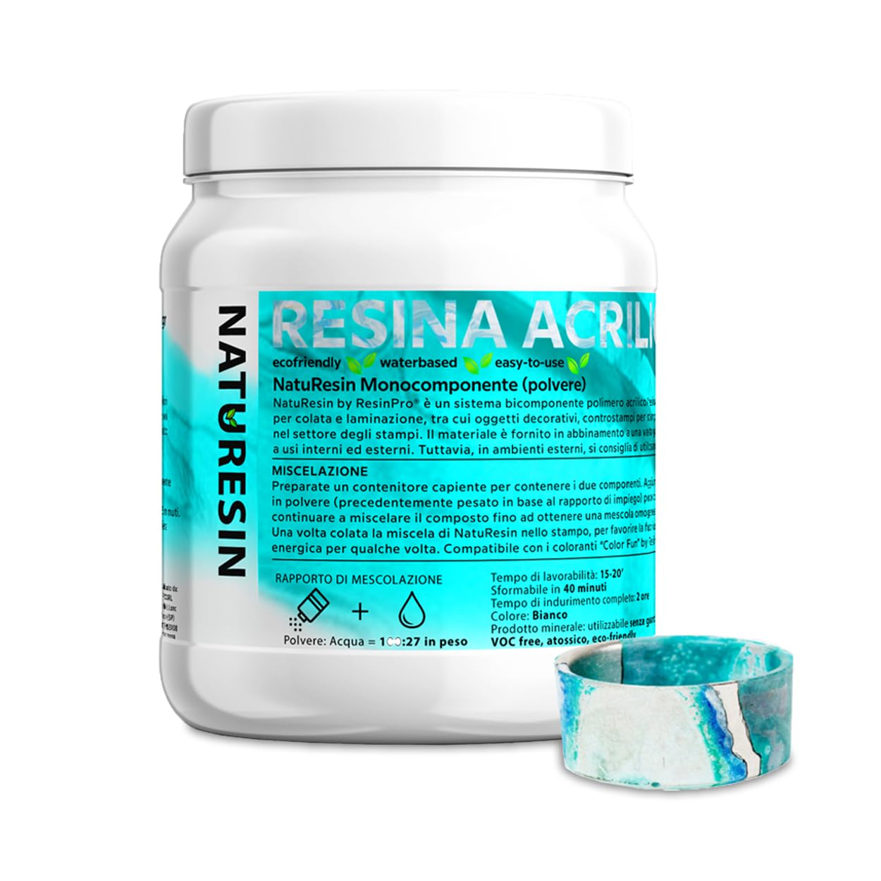 Resin Pro ® NatuResin - Résine monocomposant 5 kg - Résine à base d'eau minérale - Pour la création d'accessoires et d'objets de décoration.