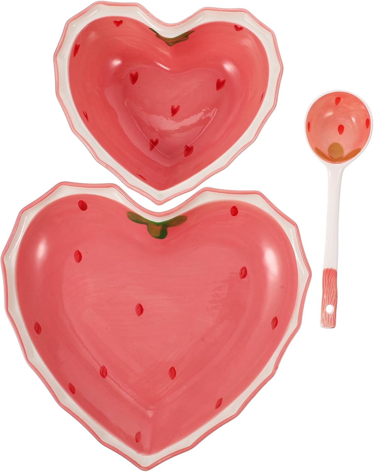 1Set Premium Strawberry Bowl Set Multi Function Salad Accessory with Decorative Spoon and Plate for Family Gatherings Parties and Events