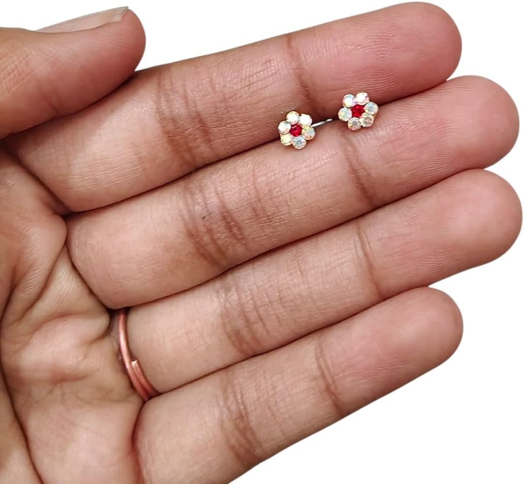 Divine-Interiors Multicolour Beautiful Stud Earrings for Laddu Gopal Idols, Mix Colors, Size 0-8, Set of 12 Pairs (Design 4) image 2