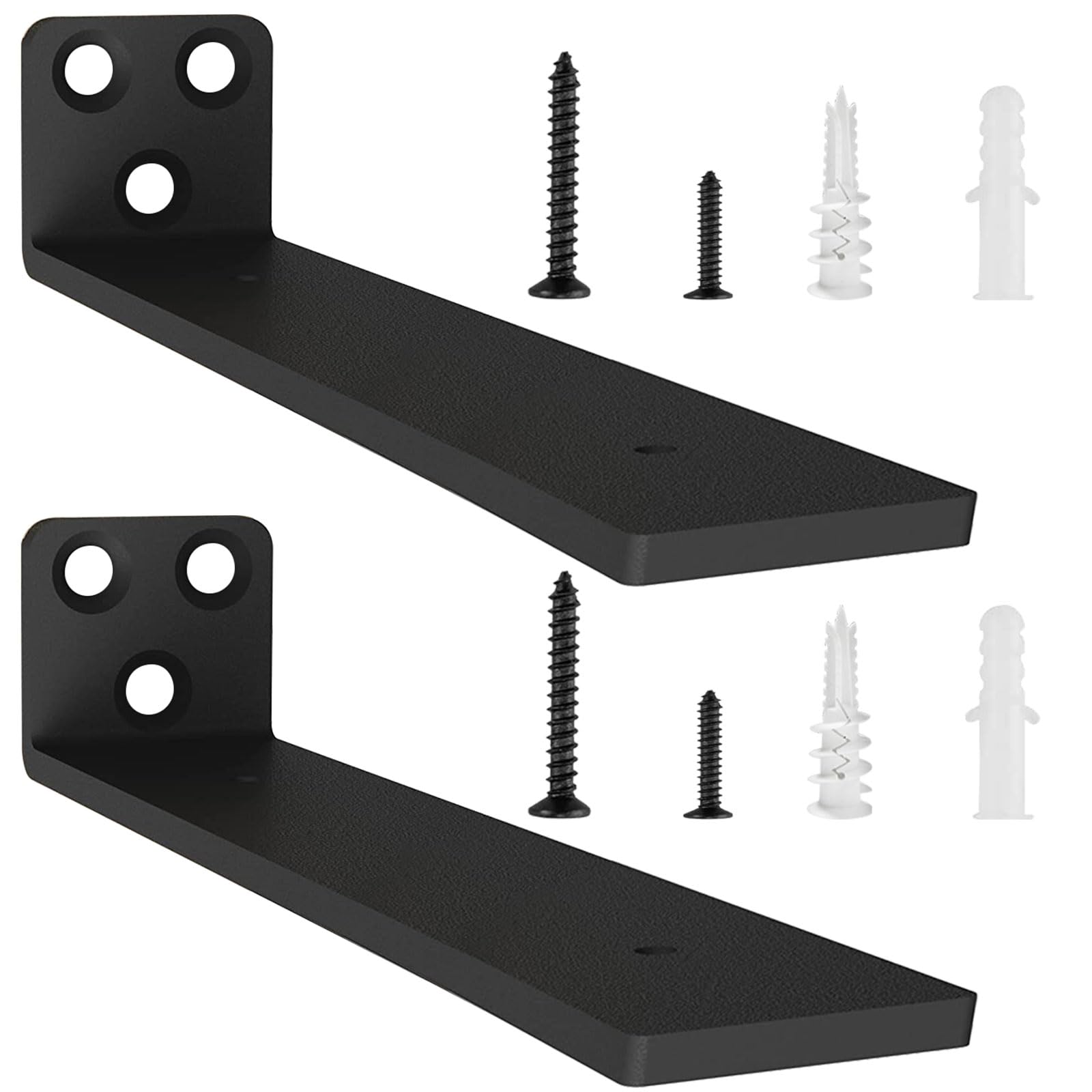 2 Pack Floating Shelf Brackets 10in, Heavy Duty Wall Mounted Shelf Brackets, L-Shaped Metal Shelf Support for Floating Shelves