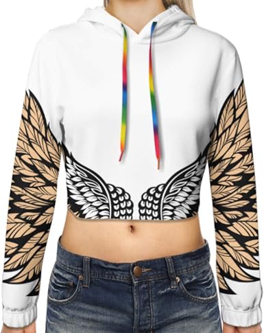 Amazon.com: Crop Top Sudaderas con capucha Ángel Alas Alas Aisladas En  Blanco De Las Mujeres De Manga Larga Crop Top Sudadera Sudaderas, M,  Multicolor : Ropa, Zapatos y Joyería