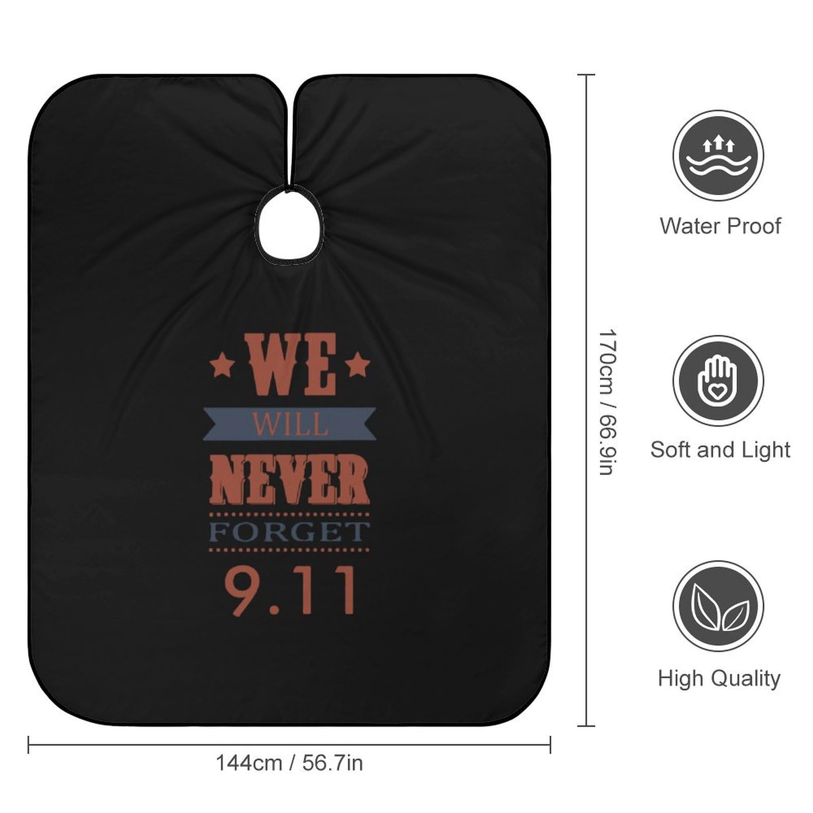 Never Forget 9.11 Hair Cutting Cape for Men Women Waterproof Barber Cape Adjustable Salon Haircut Capes