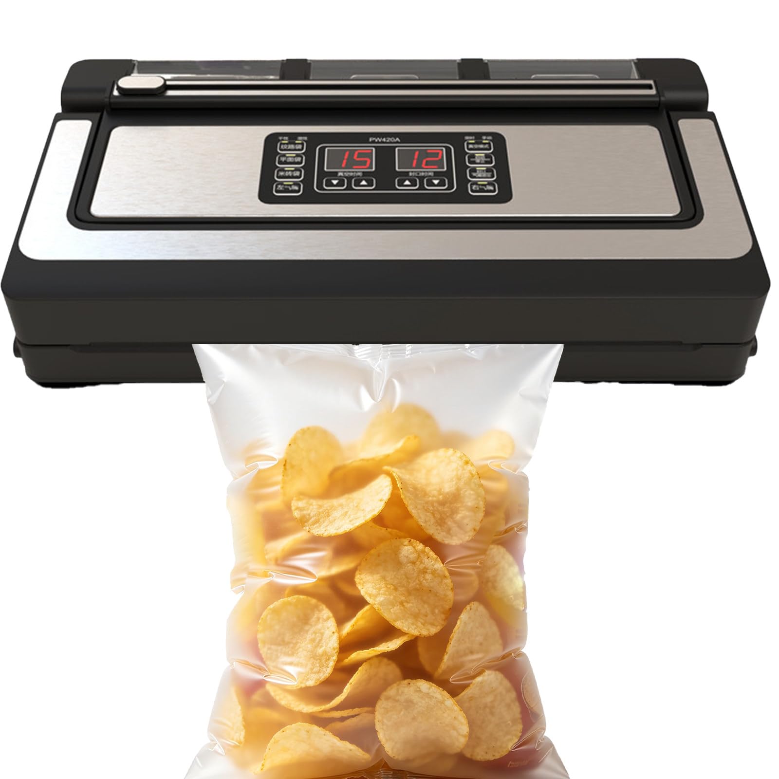 KRYANFEN Food Vacuum Sealer Vacuum Pack Machine 42cm Sealing Bar Triple Pump Core 90KPa Suction for Seafood Vegetable Portioning Commercial Kitchen 220V
