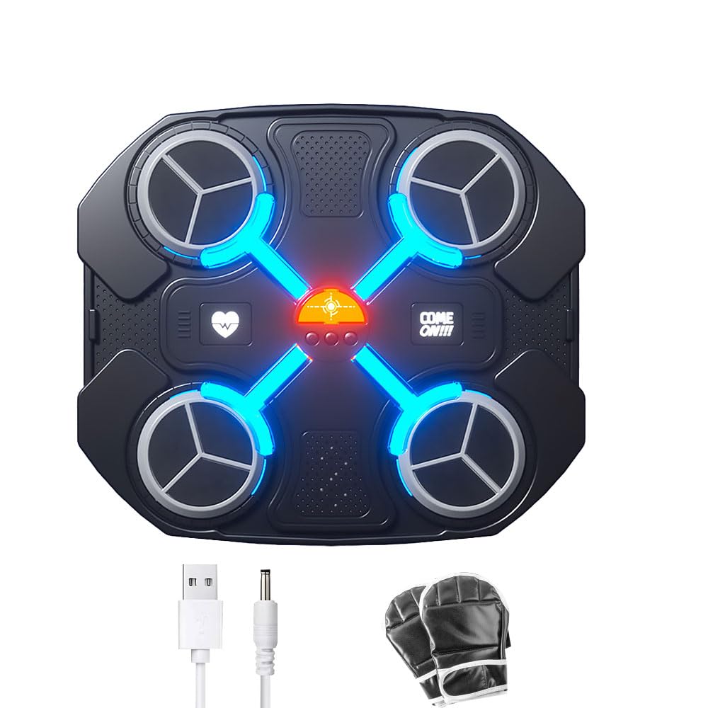 Music Boxing Machine Bambini, Macchina da Boxe Musicale Intelligente, 3 velocità Boxe Musicale da Parete, con Guanto da Boxe e Effetti di Luce Ritmici, per Allenamento a Casa dei Bambini Adulti