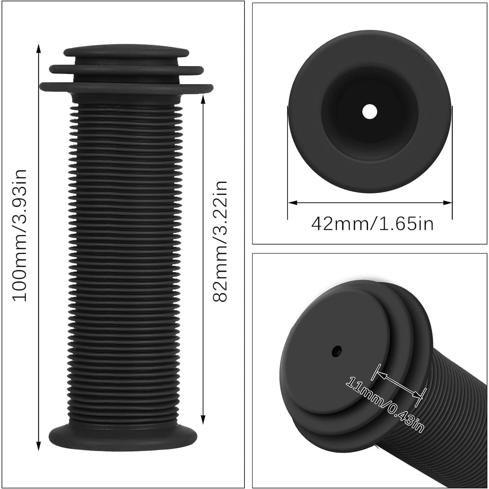 Soft Non-Slip Children's Cycling Grips - Universal Blue Rubber Handle Cover for Kids Boys Girls, 100mm x 22mm - Image 2