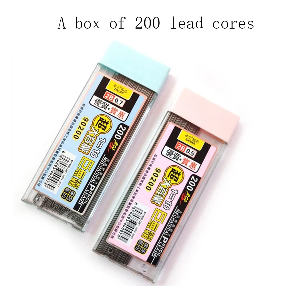 JOMPENS Lot De 2 Boîtes/200 Mines De 0,5/0,7 Mm Pour Porte-mines 2B - Recharge Automatique De Crayon Pour Bureau, école, Art, Croquis, Dessin (2 Boîtes De 0,5 Mm