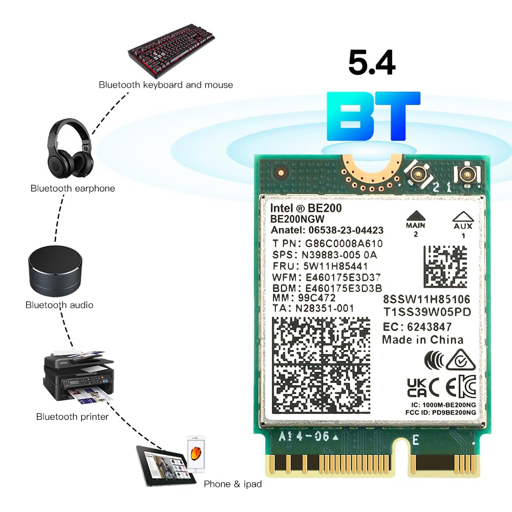 Intel BE200 WiFi 7 Tri-Band M.2 Card with Bluetooth 5.4