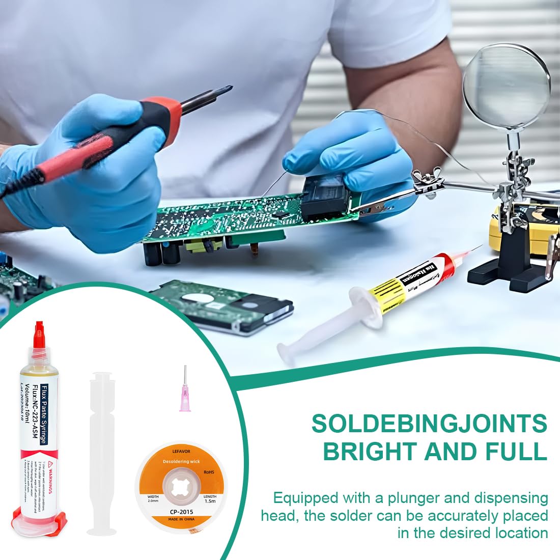 1.5M Stoppino per saldatura, con flusso elettronico No-Clean (10ml), Accessori per saldatura