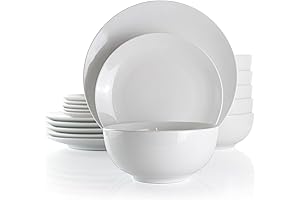 Elama Luna 18-Piece White Porcelain Dish Dinnerware Set