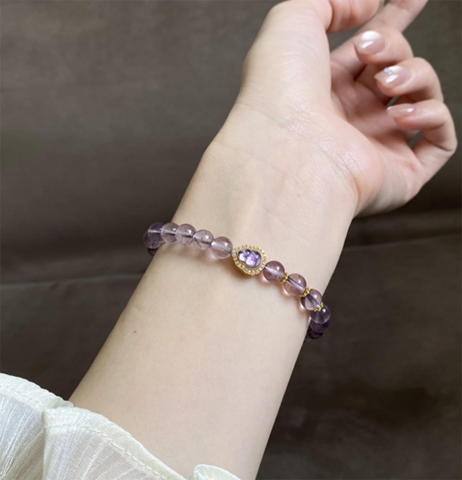 Bransoletki z koralików ametystowych dla kobiet, naturalna bransoletka z kamieni szlachetnych, elegancka, minimalistyczna biżuteria z tykwy, zapewniająca szczęście i ochronę