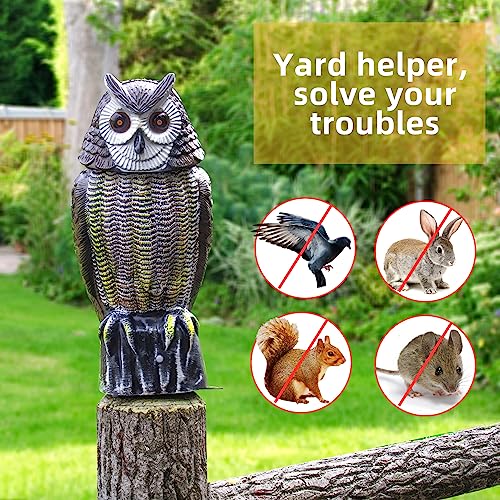 Solar Bird Repellent, Outdoor Owl Decoy Bird Repeller With Flashing Eyes & Realistic Sound & Rotating Head, Intelligent Animal Repeller Devices For Home, Garden, Patio #TOP4