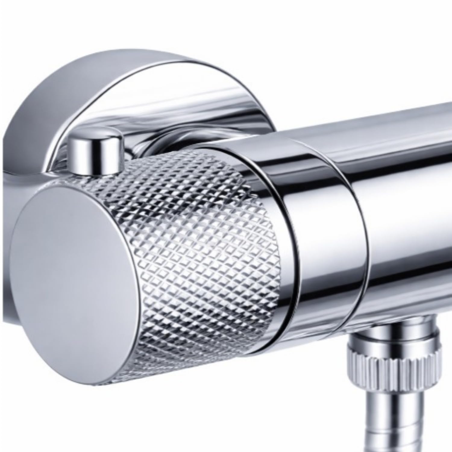 Robinet de Douche Thermostatique Chromé - Colonne de Douche Ronde (Pluie Ø200mm), Douchette, Anti-Calcaire, Sécurité 38°C (ROND, CHROME BLANC)