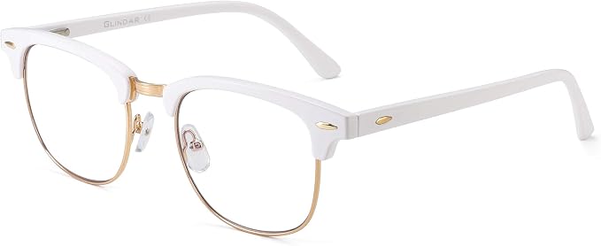 GLINDAR Occhiali da Vista Filtro Luce Blu Computer Stile Retrò Classico  Browline Montatura Anti Affaticamento degli Occhi Uomo Donna Bianco : Amazon.it:  Salute e cura della persona