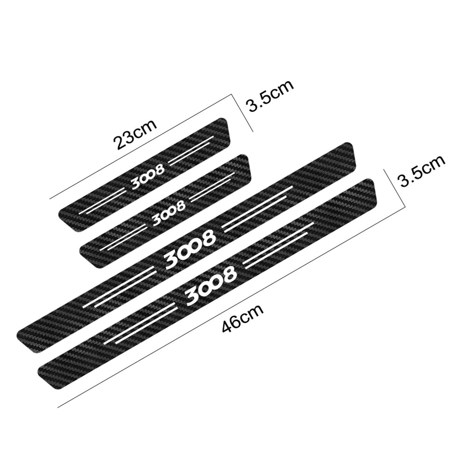 Protecteurs De Seuil De Porte Voiture Fibre Carbone – Lot 4 Pièces – Compatible Peugeot, Citroën