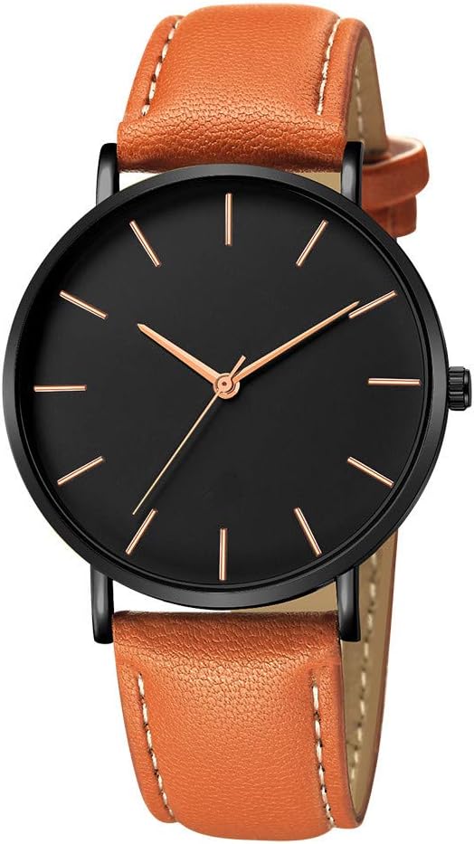 Men Quartz Sport Watch kolila Geneva Fashion Men Date Faux Leather Alloy Case Synthetic Leather Analog Mens Business Round Wrist Watch (D)
