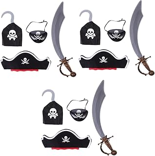 FAVOMOTO Conjunto De Jogo De De Pirata De 12 Peças Para Meninos De Pirata Roupas Pretas Acessórios De Pirata De Halloween De Pirata Para Crianças Conjunto