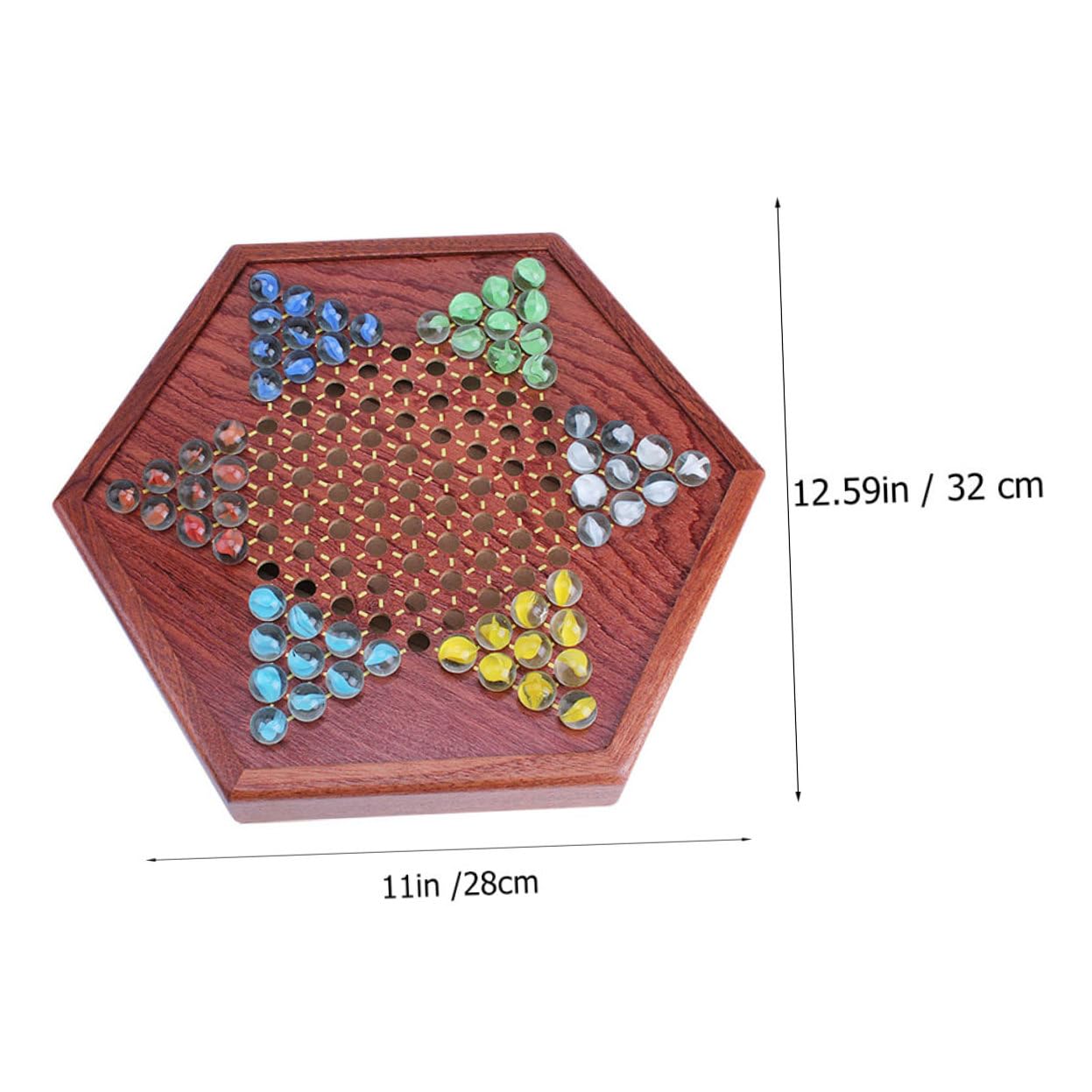 Set Gioco Dama Cinese in Legno con Scatola a Cassetto Esagonale, Gioco da Tavolo Strategico per Intrattenimento Familiare, Adatto a Giovani e Anziani