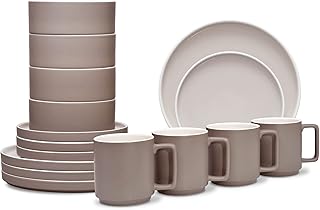 ColorTrio Clay 16-Piece Stax Dinnerware Set, Service for 4