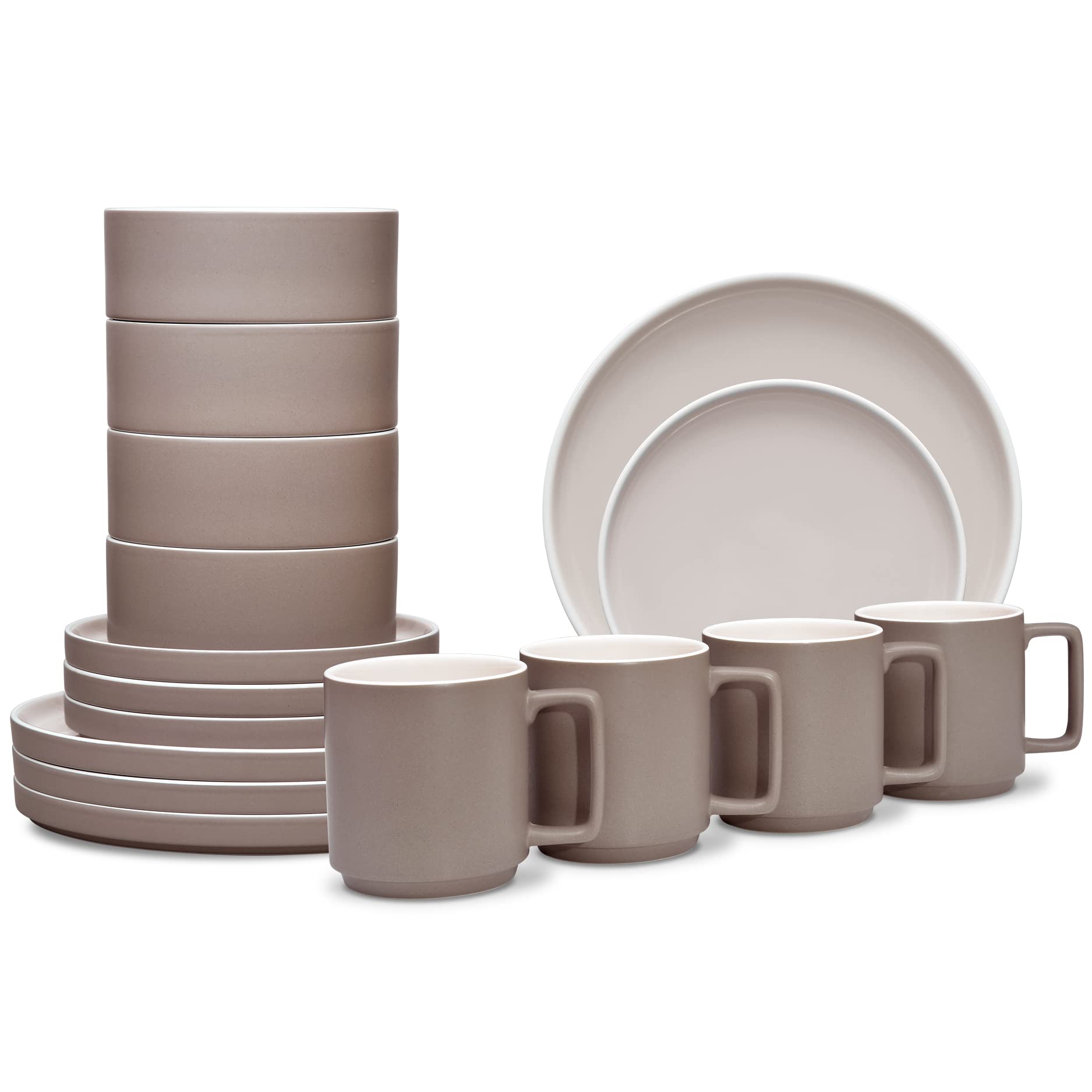 Noritake ColorTrio STAX vaisselle marron blanc pour repas de famille