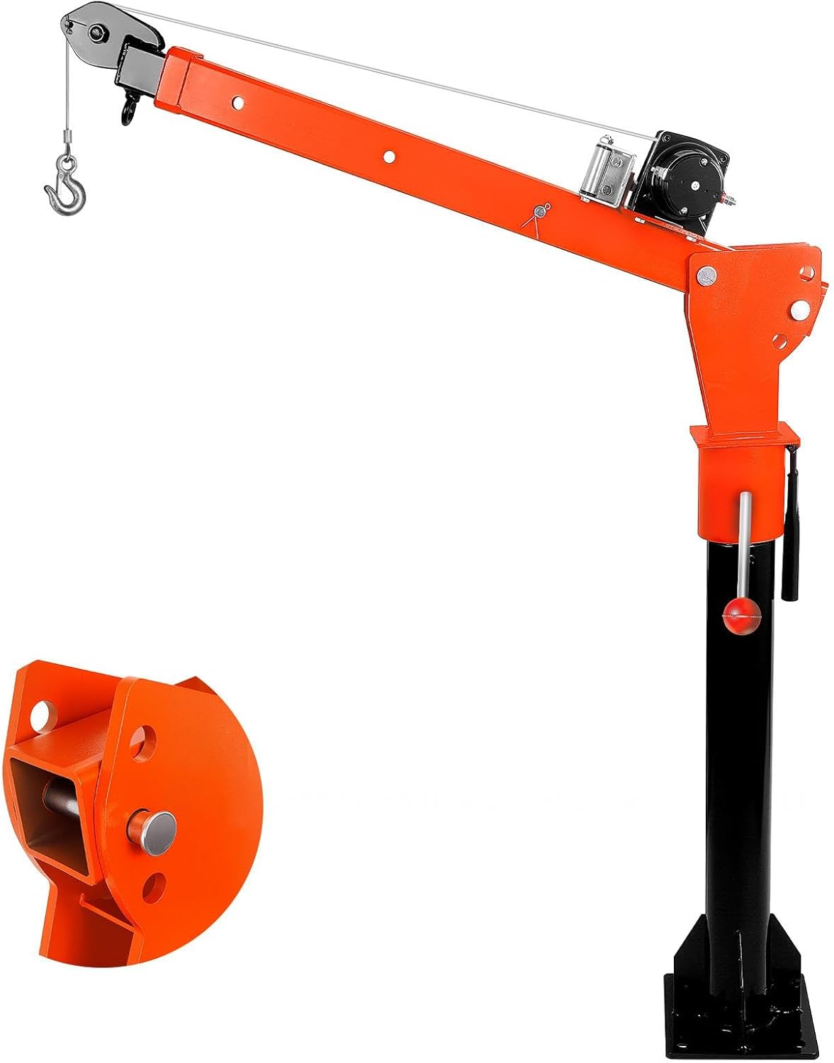 1100 lb Folding Truck Crane with 2000 lbs Capacity Electric Winch, 360° Swivel Steel Jib & Extendable Boom, Easy Installation Bed Crane Hoist for Pickup Truck