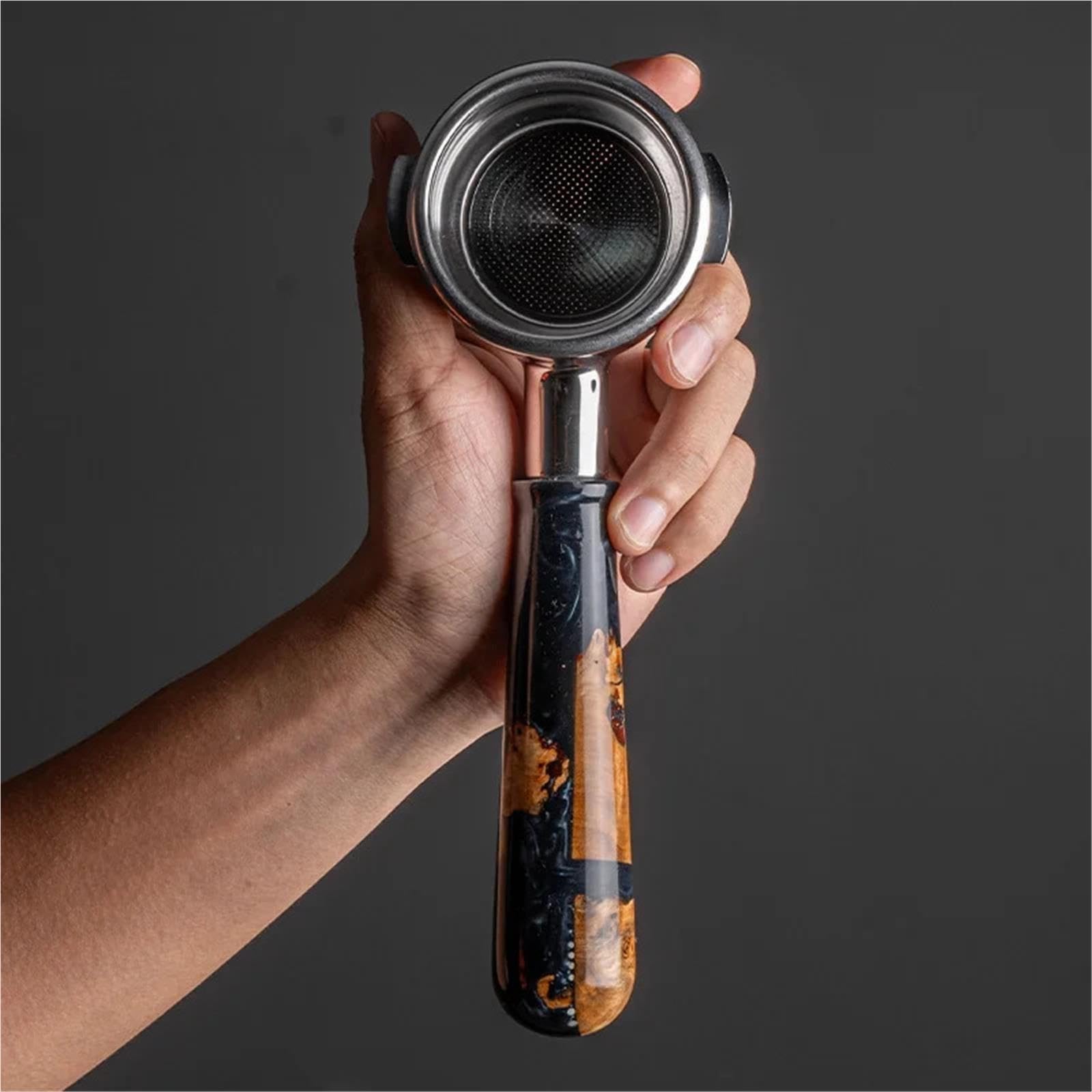 Poignée De Porte-filtre Sans Fond En Résine Lumineuse, Remplacement Pour Machine À Expresso, Accessoires De Modification De Café, Panier Filtrant(Streamer blue)