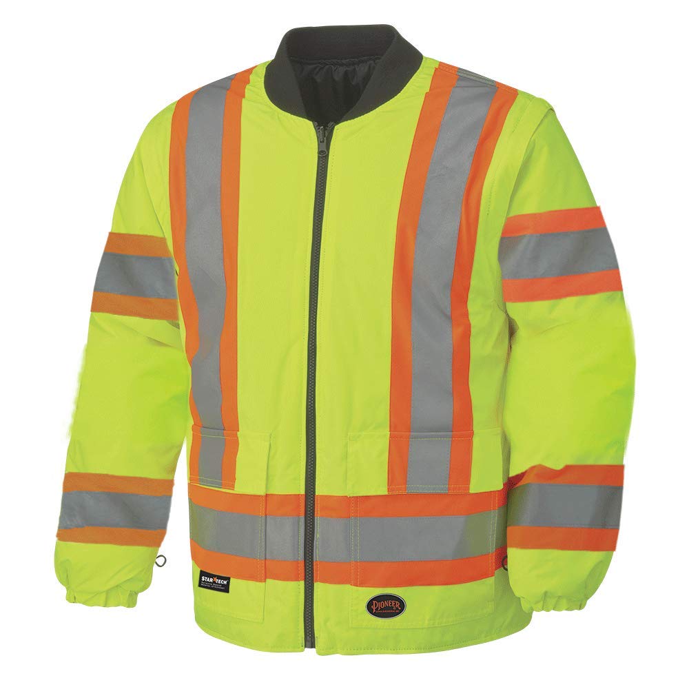 🔥 Cаѕhbасk uр tо 70% Pioneer High Visibility, 300D Waterproof 6-in-1 Bomber Jacket with Detachable Snap Hood, Reflective Tape, Yellow/Green, L, V1120360U-L Bеѕt Quаlіtу 🔥 Pioneer High Visibility, 300D Waterproof 6-in-1 Bomber Jacket with Detachable Snap Hood, Reflective Tape, Yellow/Green, L, V1120360U-L