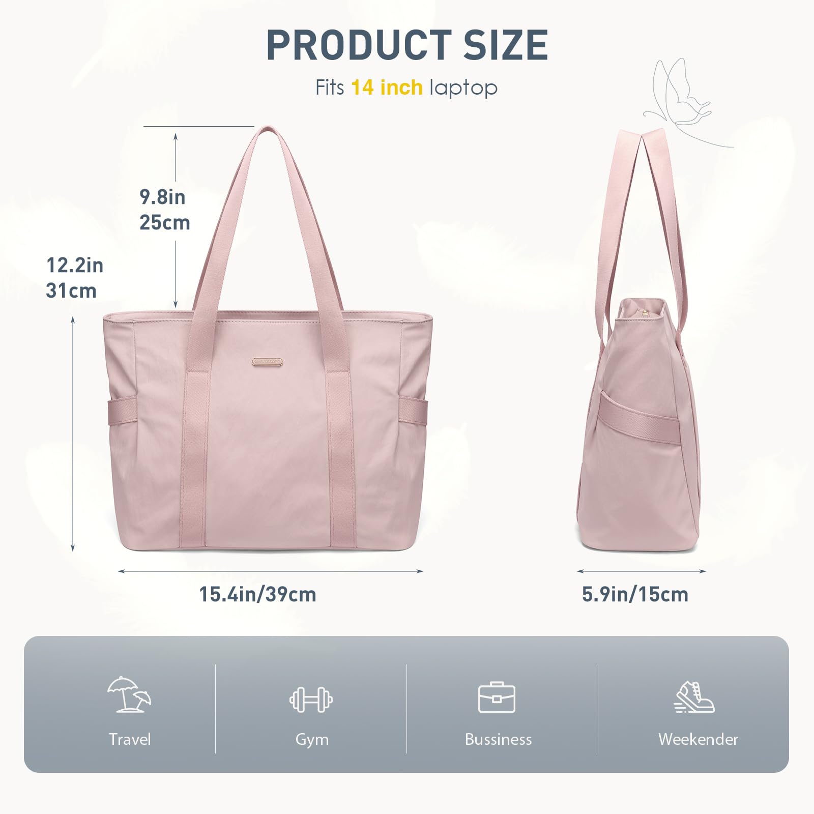 GOLF SUPAGS Sac Fourre-Tout pour Femme Sac à Main Portés Épaule Léger Sac à Bandoulière Multifonctionnel de 14 Pouces Sac à Main Décontracté pour Travail, Études, Voyages