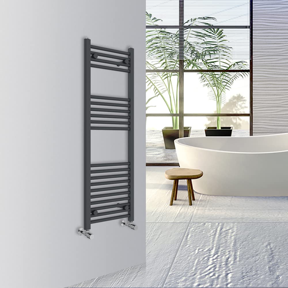 Warmehaus Straight Bathroom Heated Towel Rail Warmer Radiator Central Heating 1200x400mm - Anthracite