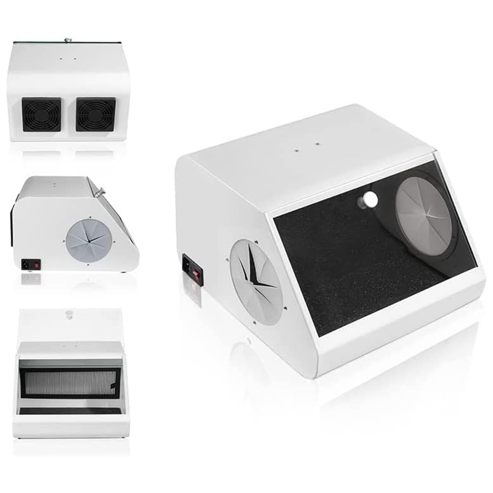 Schleif- und Polierbox Dental Staubabsaugung Mit LED-Lichtquelle, Filtersystem und Doppellüftern Schleifen, Polieren, Gravieren, Bohren und Schneiden