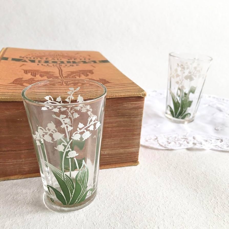 【お66】12 フランス　アンティーク　すずらん　鈴蘭　ガラス　小物入れ お66】12 フランスアンティークすずらん鈴蘭ガラス小物入れ