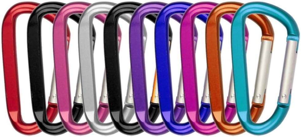 nuoshen 10 Pieces D-ring Carabiners, Multicolor D-Ring Keychain Carabiners Locking Carabiners Climbing Carabiners Clip for Outdoor Home RV Camping Fishing Hiking Traveling