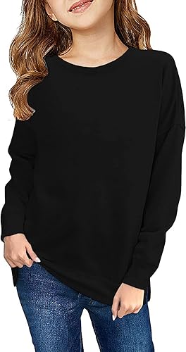 Haloumoning Sudaderas a rayas con bloques de color para niñas de 4 a 15 años