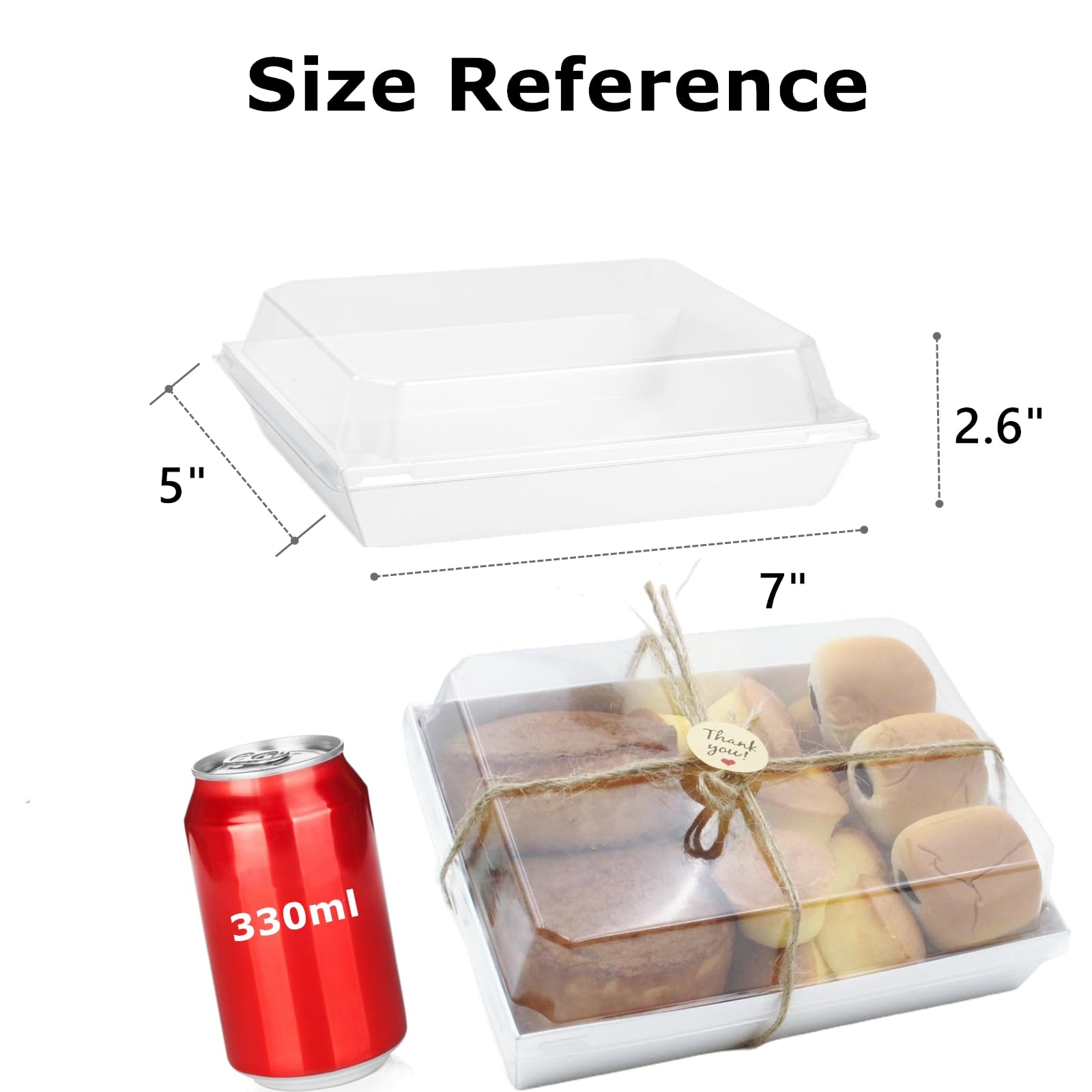 Confezione da 40 scatole di carta per salumi con coperchio trasparente, 17,8 x 12,7 cm, contenitori usa e getta da asporto, scatole bianche da asporto, per fette di torta di sushi, cupcake